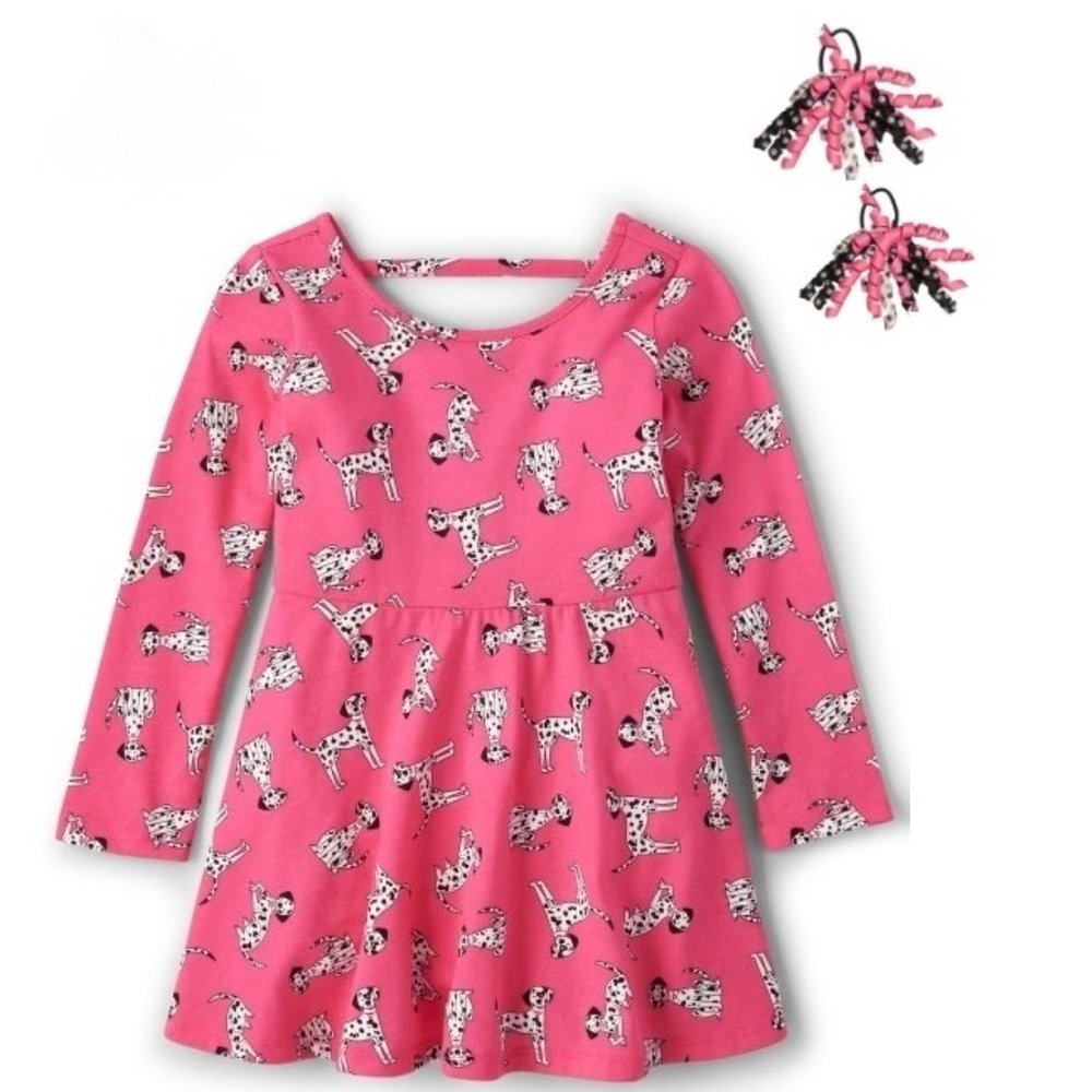 The Children's Place Pink Dalmatian Dress Hair Curlies 2T 4T NEW